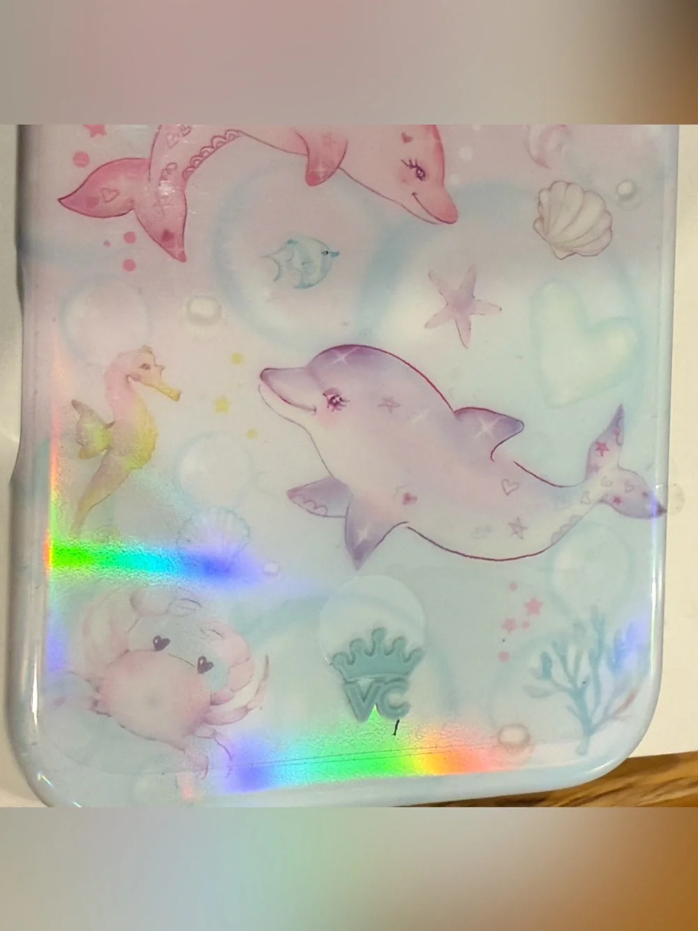 Velvet Caviar Holographic Dolphin Phone Case - Pastel Pink & Pastel Blue